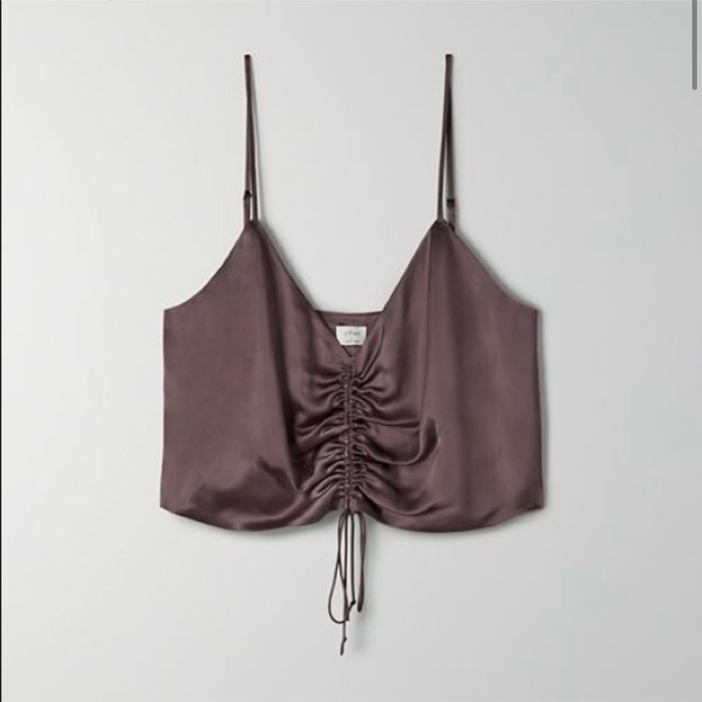 Aritzia x Wilfred Verso Ruched Cami - size XS - sparrow color